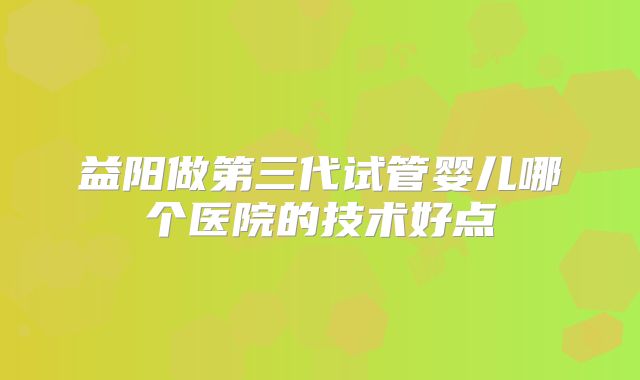 益阳做第三代试管婴儿哪个医院的技术好点