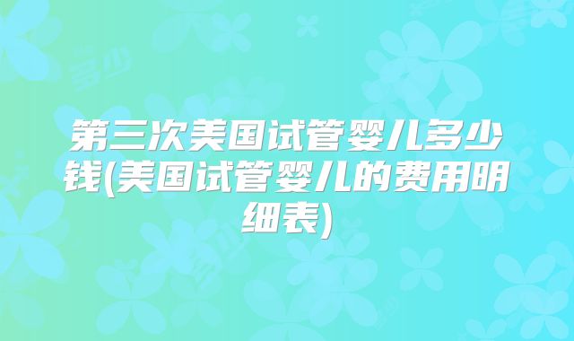 第三次美国试管婴儿多少钱(美国试管婴儿的费用明细表)