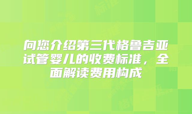 向您介绍第三代格鲁吉亚试管婴儿的收费标准，全面解读费用构成
