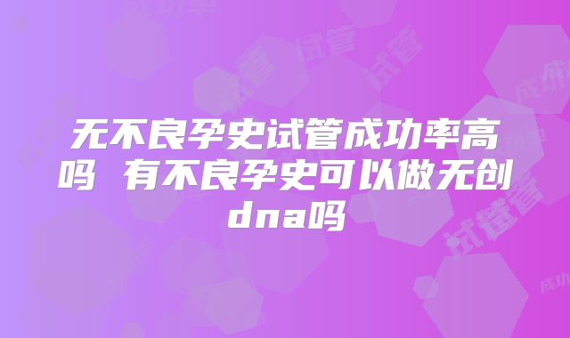 无不良孕史试管成功率高吗 有不良孕史可以做无创dna吗