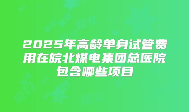 2025年高龄单身试管费用在皖北煤电集团总医院包含哪些项目