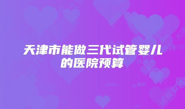 天津市能做三代试管婴儿的医院预算