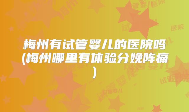 梅州有试管婴儿的医院吗(梅州哪里有体验分娩阵痛)