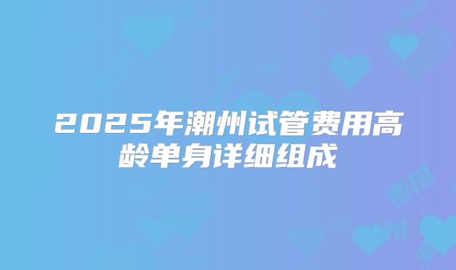 2025年潮州试管费用高龄单身详细组成