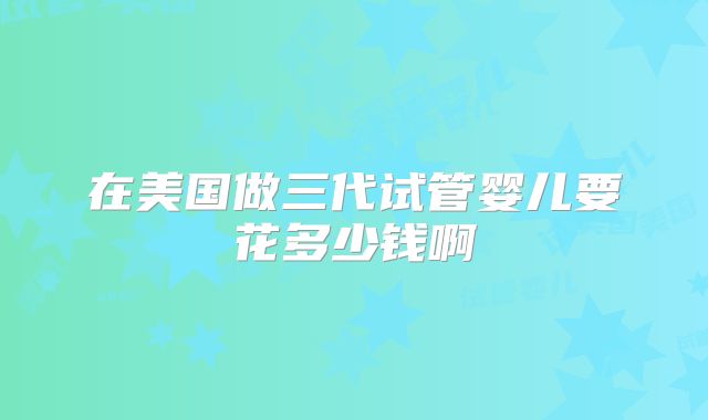 在美国做三代试管婴儿要花多少钱啊