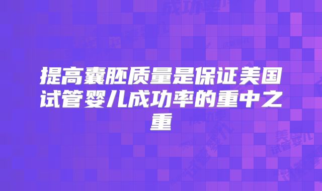 提高囊胚质量是保证美国试管婴儿成功率的重中之重