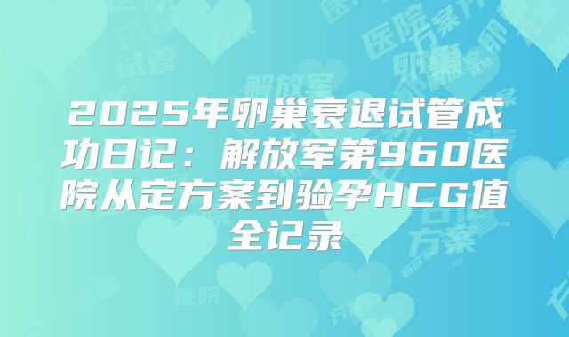2025年卵巢衰退试管成功日记：解放军第960医院从定方案到验孕HCG值全记录