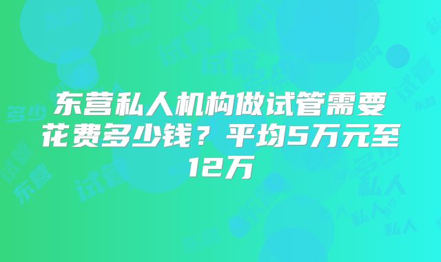 东营私人机构做试管需要花费多少钱?平均5万元至12万