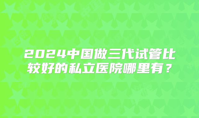 2024中国做三代试管比较好的私立医院哪里有?