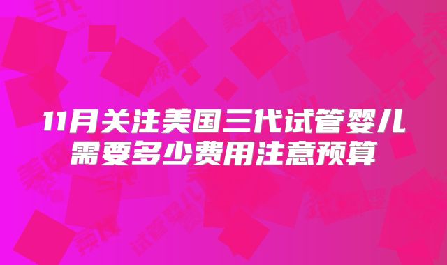 11月关注美国三代试管婴儿需要多少费用注意预算