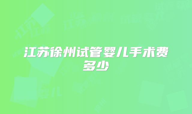 江苏徐州试管婴儿手术费多少