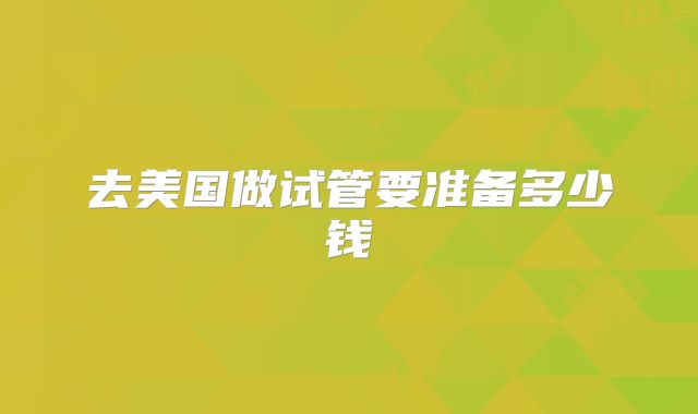 去美国做试管要准备多少钱