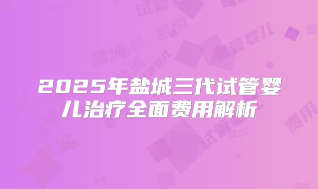 2025年盐城三代试管婴儿治疗全面费用解析