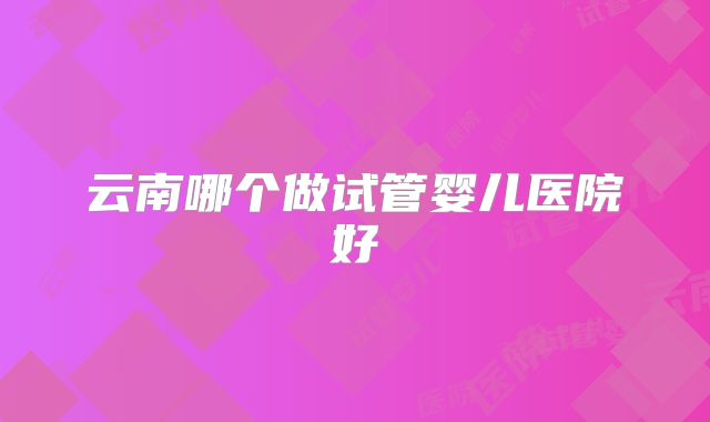 云南哪个做试管婴儿医院好