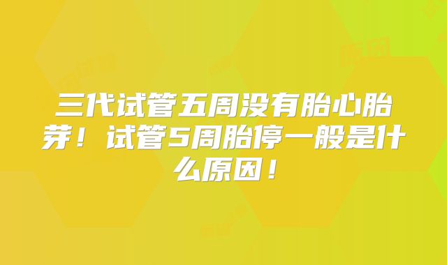 三代试管五周没有胎心胎芽！试管5周胎停一般是什么原因！