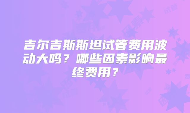 吉尔吉斯斯坦试管费用波动大吗？哪些因素影响最终费用？