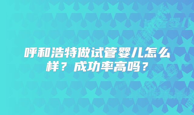 呼和浩特做试管婴儿怎么样?成功率高吗?