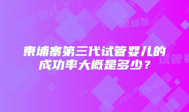 柬埔寨第三代试管婴儿的成功率大概是多少？