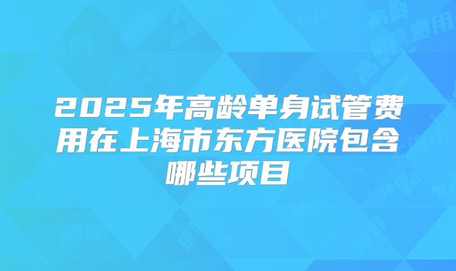 2025年高龄单身试管费用在上海市东方医院包含哪些项目