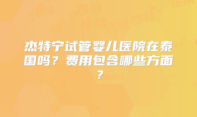 杰特宁试管婴儿医院在泰国吗？费用包含哪些方面？