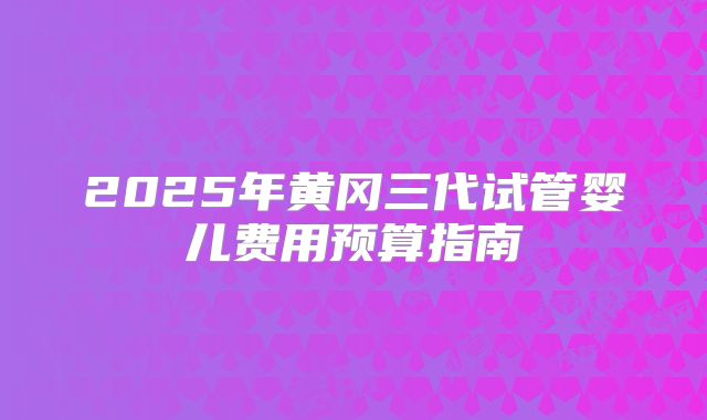 2025年黄冈三代试管婴儿费用预算指南