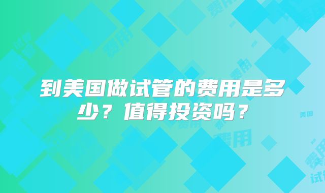 到美国做试管的费用是多少？值得投资吗？