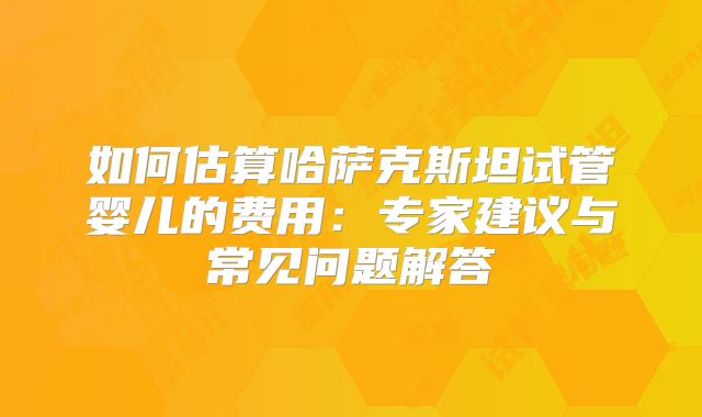 如何估算哈萨克斯坦试管婴儿的费用：专家建议与常见问题解答
