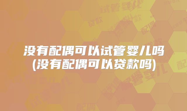 没有配偶可以试管婴儿吗(没有配偶可以贷款吗)