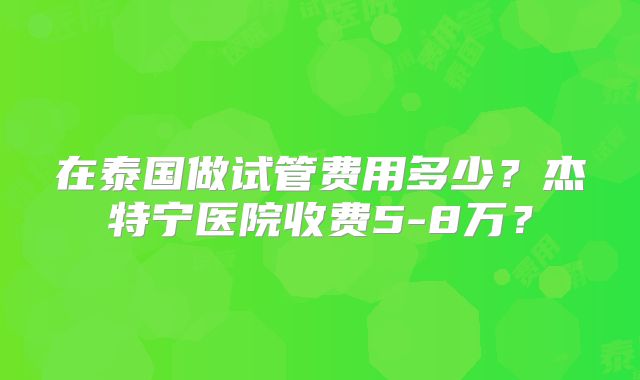 在泰国做试管费用多少？杰特宁医院收费5-8万？