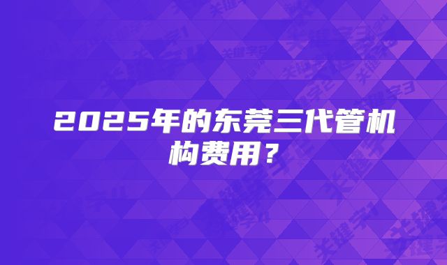 2025年的东莞三代管机构费用?
