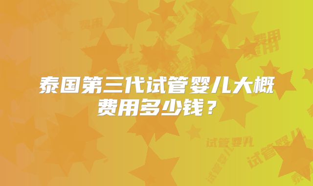 泰国第三代试管婴儿大概费用多少钱？