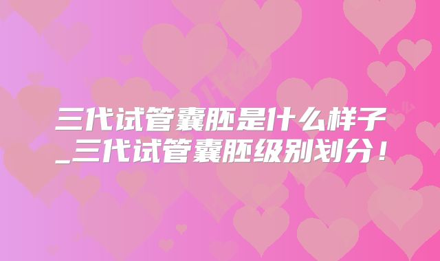 三代试管囊胚是什么样子_三代试管囊胚级别划分！