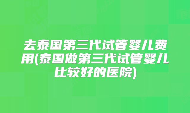 去泰国第三代试管婴儿费用(泰国做第三代试管婴儿比较好的医院)