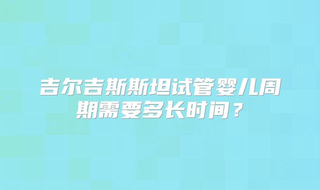 吉尔吉斯斯坦试管婴儿周期需要多长时间？