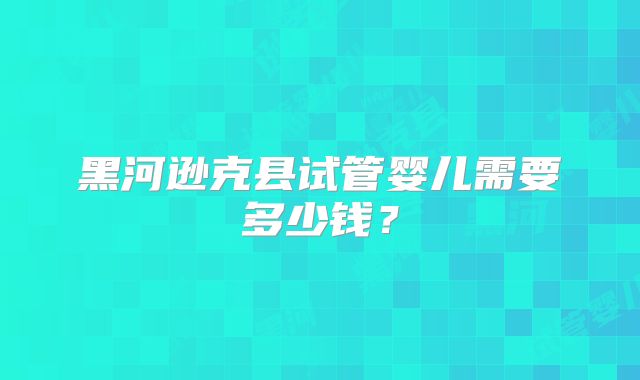 黑河逊克县试管婴儿需要多少钱？