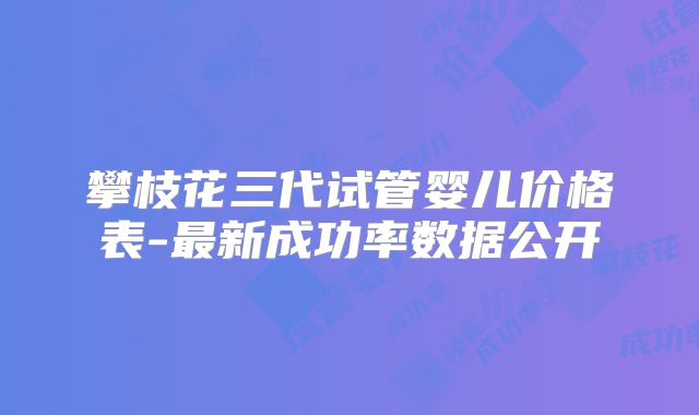 攀枝花三代试管婴儿价格表-最新成功率数据公开