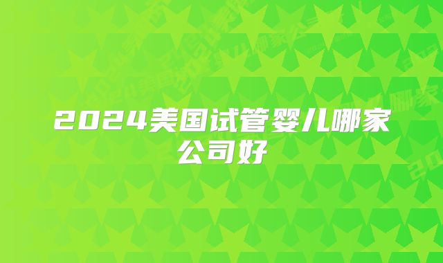 2024美国试管婴儿哪家公司好