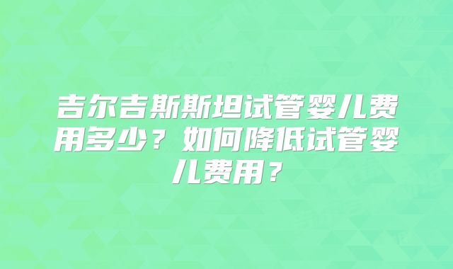 吉尔吉斯斯坦试管婴儿费用多少？如何降低试管婴儿费用？