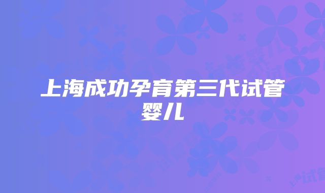 上海成功孕育第三代试管婴儿