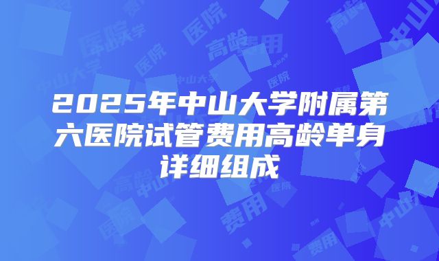 2025年中山大学附属第六医院试管费用高龄单身详细组成