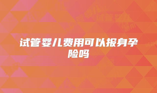 试管婴儿费用可以报身孕险吗