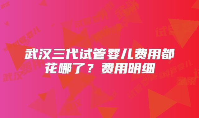 武汉三代试管婴儿费用都花哪了？费用明细