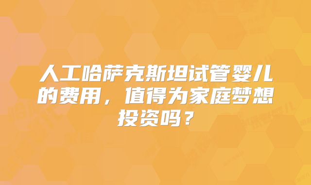 人工哈萨克斯坦试管婴儿的费用，值得为家庭梦想投资吗？