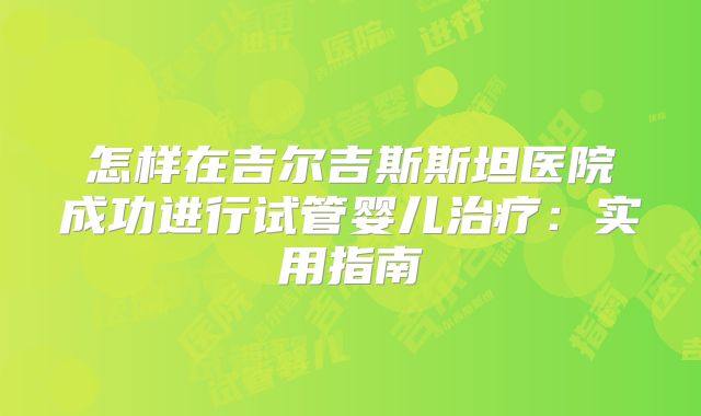 怎样在吉尔吉斯斯坦医院成功进行试管婴儿治疗：实用指南