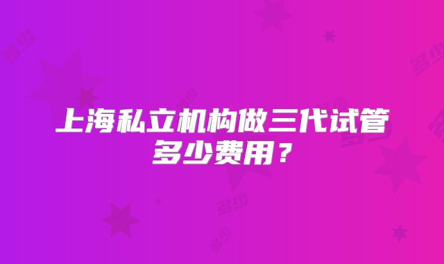 上海私立机构做三代试管多少费用？