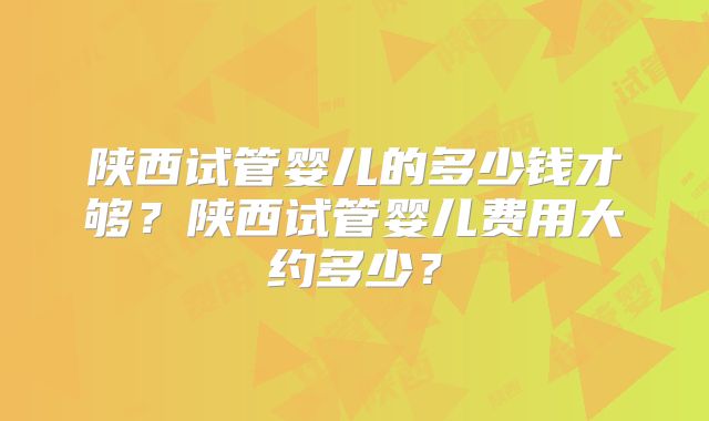 陕西试管婴儿的多少钱才够？陕西试管婴儿费用大约多少？