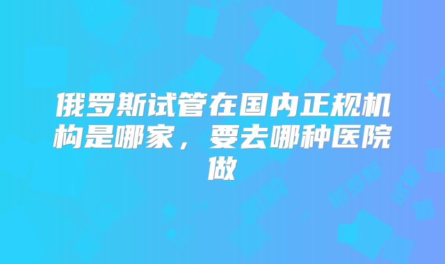 俄罗斯试管在国内正规机构是哪家，要去哪种医院做