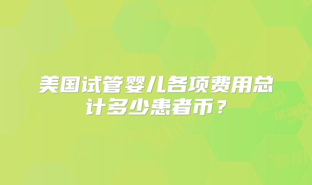 美国试管婴儿各项费用总计多少患者币？