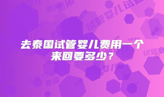 去泰国试管婴儿费用一个来回要多少？