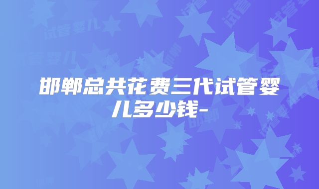邯郸总共花费三代试管婴儿多少钱-
